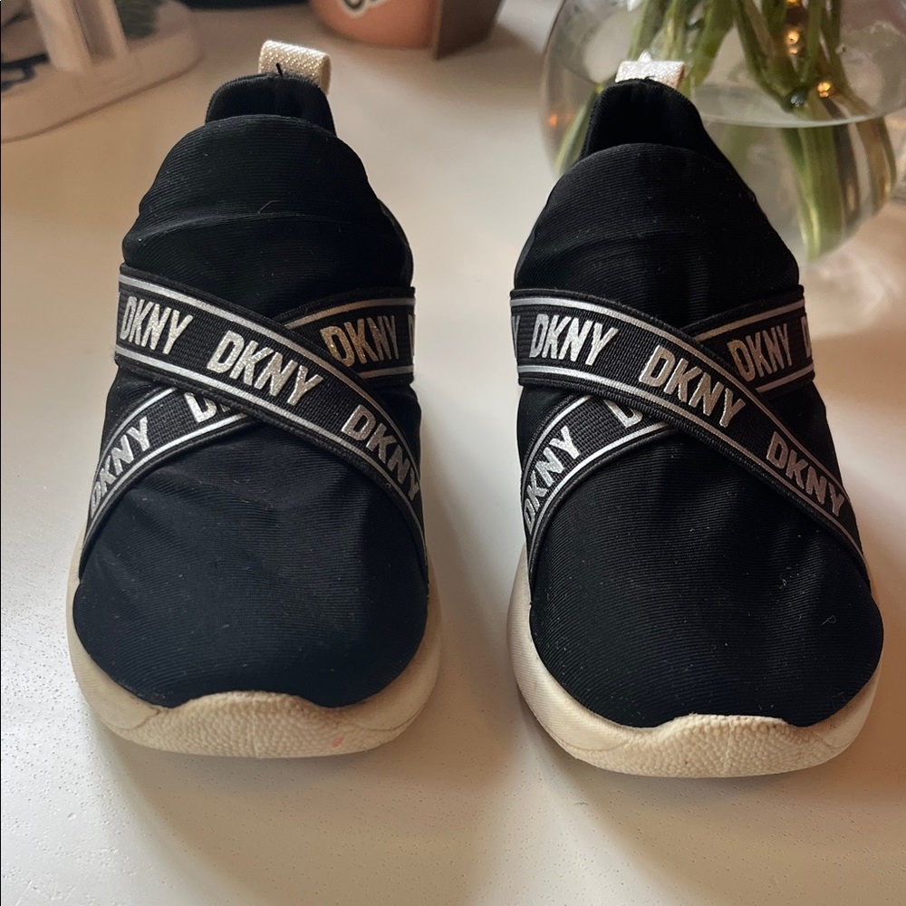 DKNY Black and White Slip-On Shoes